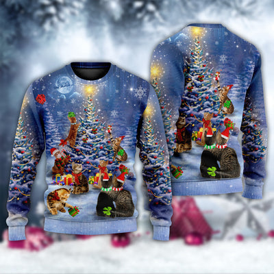 Christmas Cats Love Christmas Tree - Sweater - Ugly Christmas Sweaters - Owls Matrix LTD