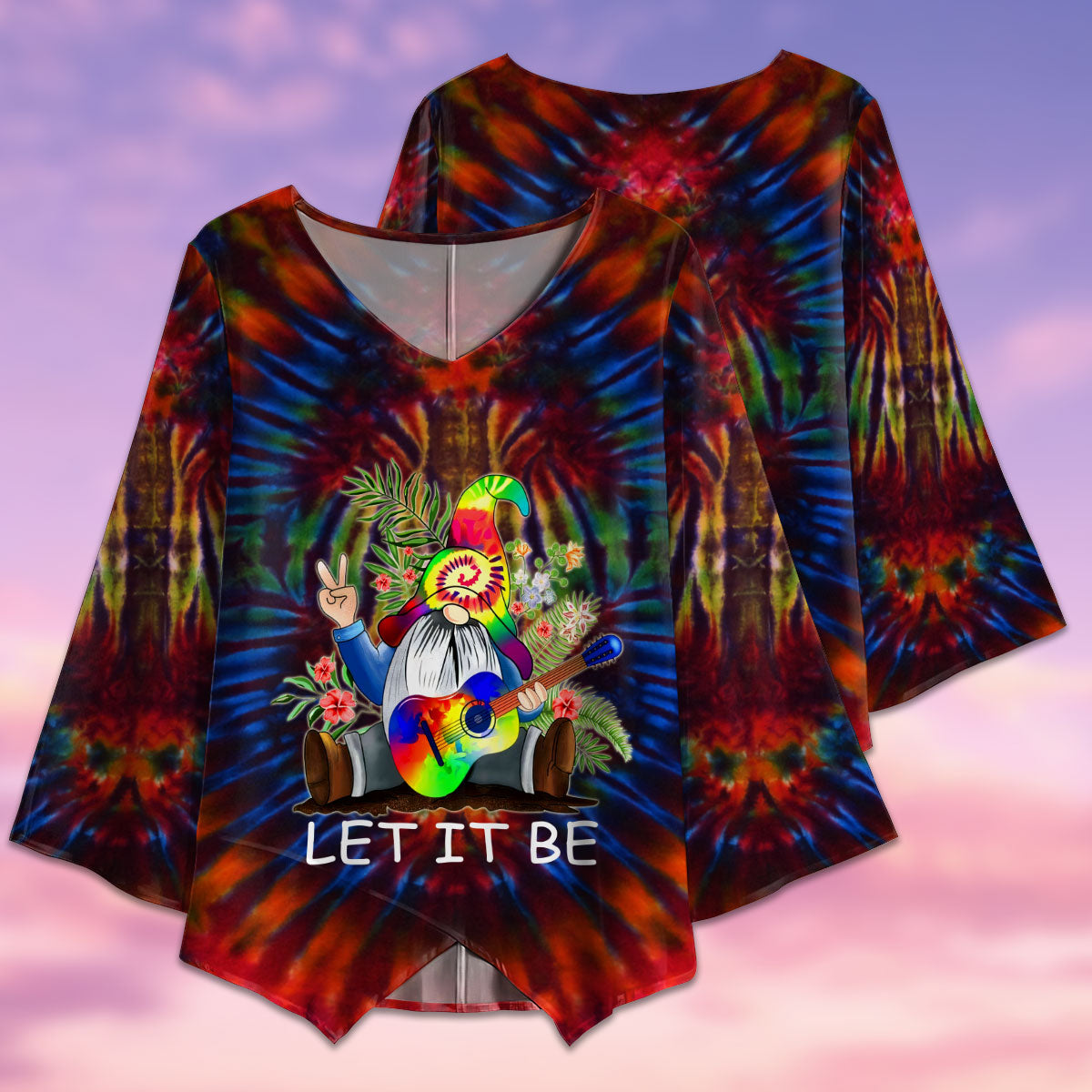 Hippie Gnome Let It Be - V-neck T-shirt - Owls Matrix LTD