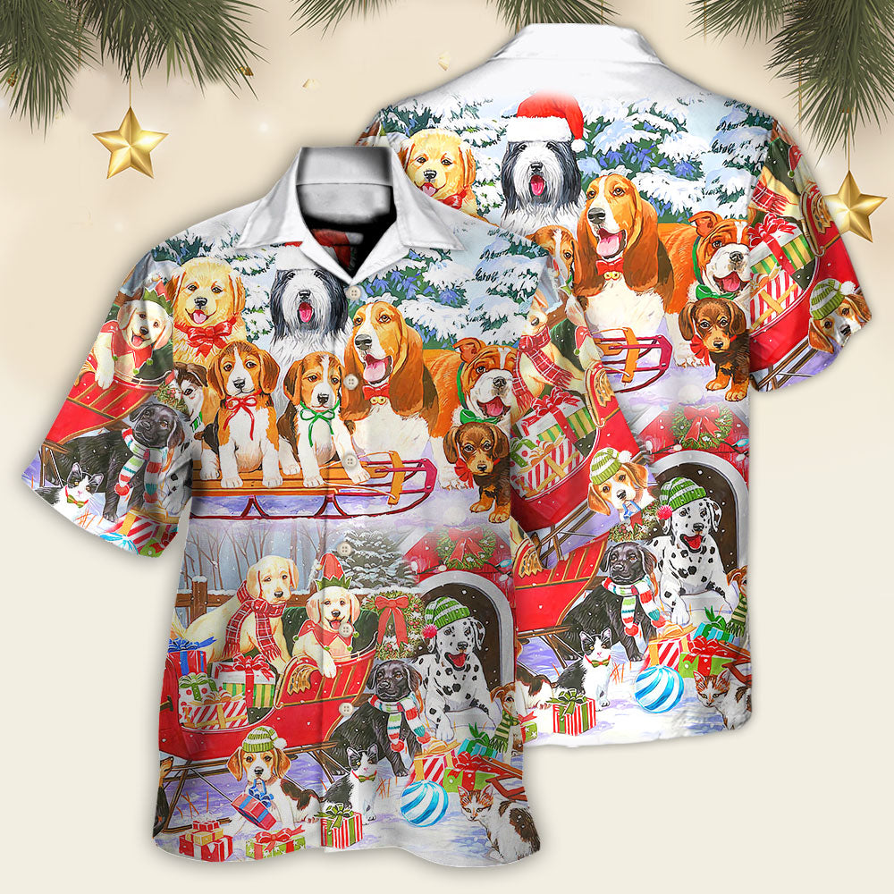 Dog Snowman Christmas Tree Merry Xmas - Hawaiian Shirt - Owls Matrix LTD