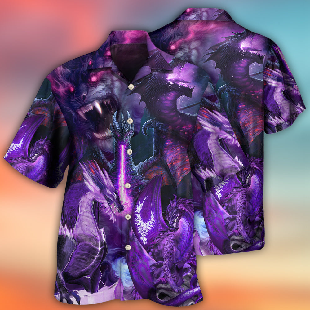 Dragon Dark Purple Lightning Art Style - Hawaiian Shirt - Owls Matrix LTD