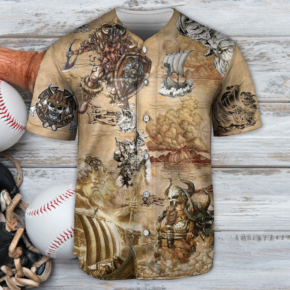 Viking Map War Vintage Style - Baseball Jersey - Owls Matrix LTD