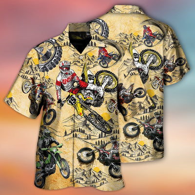 Motocross Lover Motorcycle Biker Vintage Art Style - Hawaiian Shirt - Owls Matrix LTD