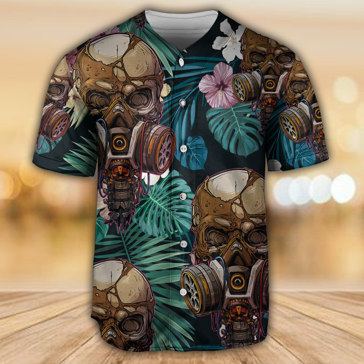 Skull Style Lover And Tropical Leaves - Baseball Jersey - Owls Matrix LTD
