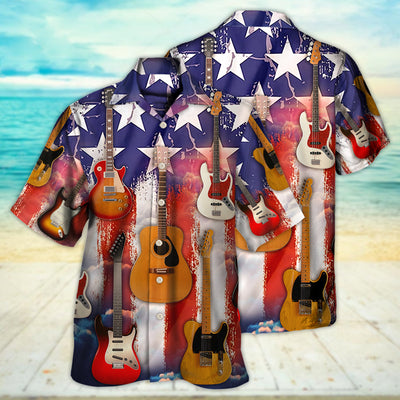 Guitar Independence Day Star America - Hawaiian Shirt - Owls Matrix LTD