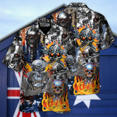 Skull Engine Piston Don't Fix Me Australia - Hawaiian Shirt - Owls Matrix LTD