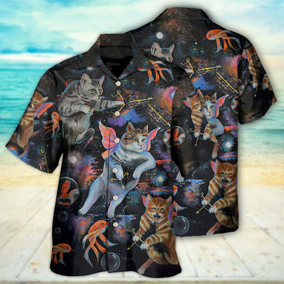 Cat Cupid With Goldfish on Heaven - Hawaiian Shirt - Owls Matrix LTD
