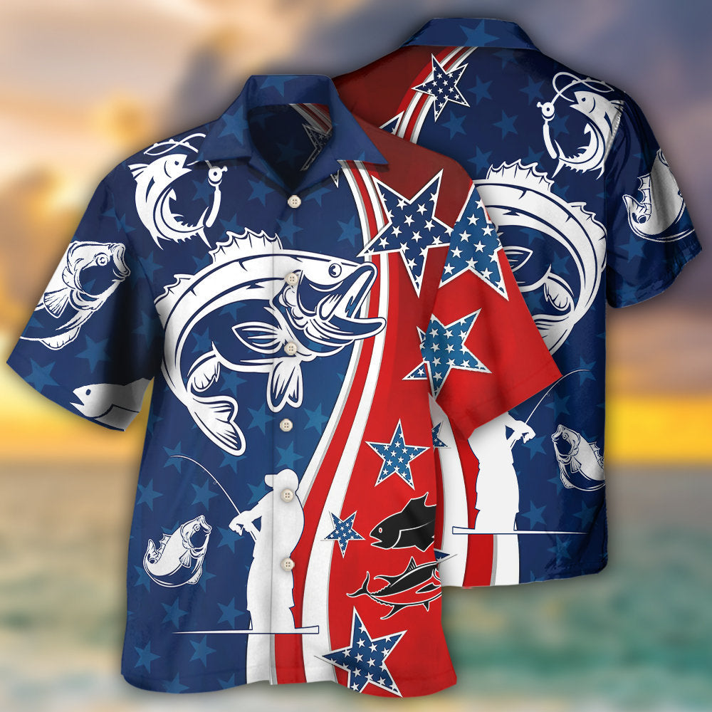 Fishing Independence Day Star America - Hawaiian Shirt - Owls Matrix LTD