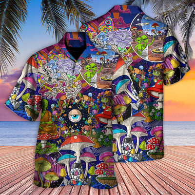 Hippie Mushroom Aliens Stay Hippie Colorful Art - Hawaiian Shirt - Owls Matrix LTD