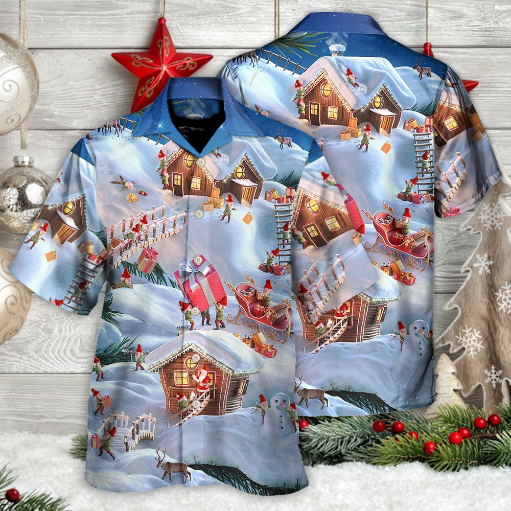 Christmas Santa And Gnome Merry Xmas - Hawaiian Shirt - Owls Matrix LTD
