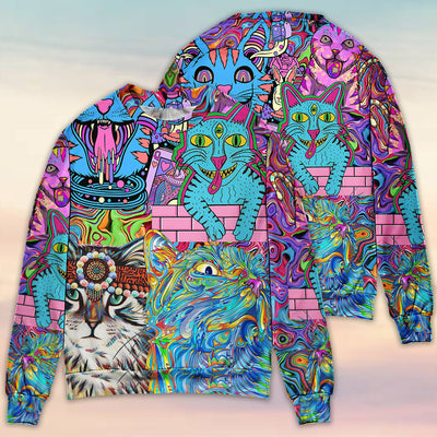 Hippie Cat Wonderful World - Sweater - Ugly Christmas Sweaters - Owls Matrix LTD