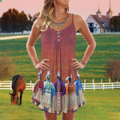 Native People Love Summer Vibes Pink - Summer Dress - Owls Matrix LTD