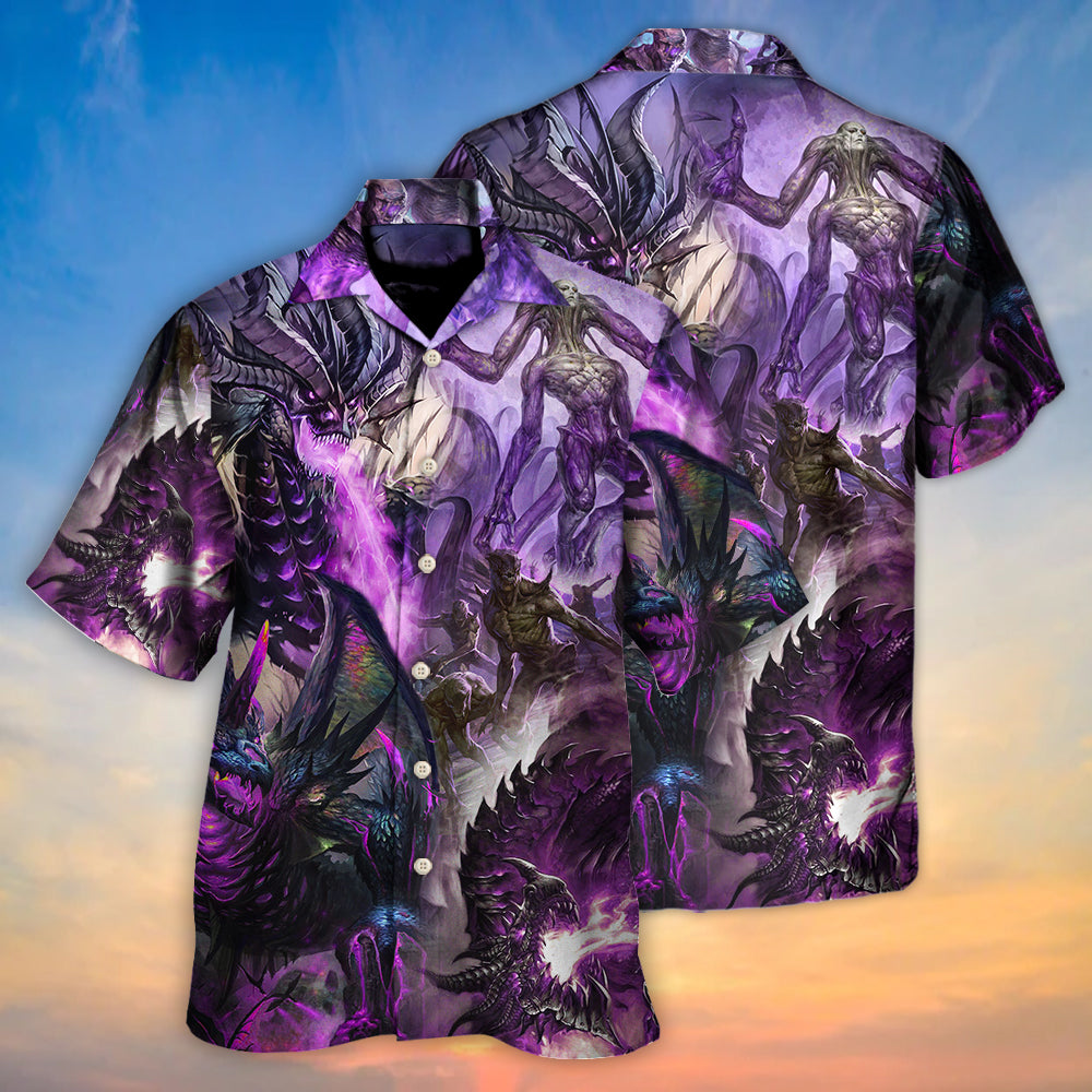 Dragon Purple Skull Monster Lightning Fight Art Style - Hawaiian Shirt - Owls Matrix LTD