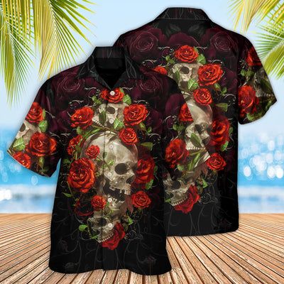 Skull And Roses Art - Hawaiian Shirt - Owls Matrix LTD