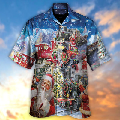 Christmas Santa's Express Train - Hawaiian Shirt - Owls Matrix LTD
