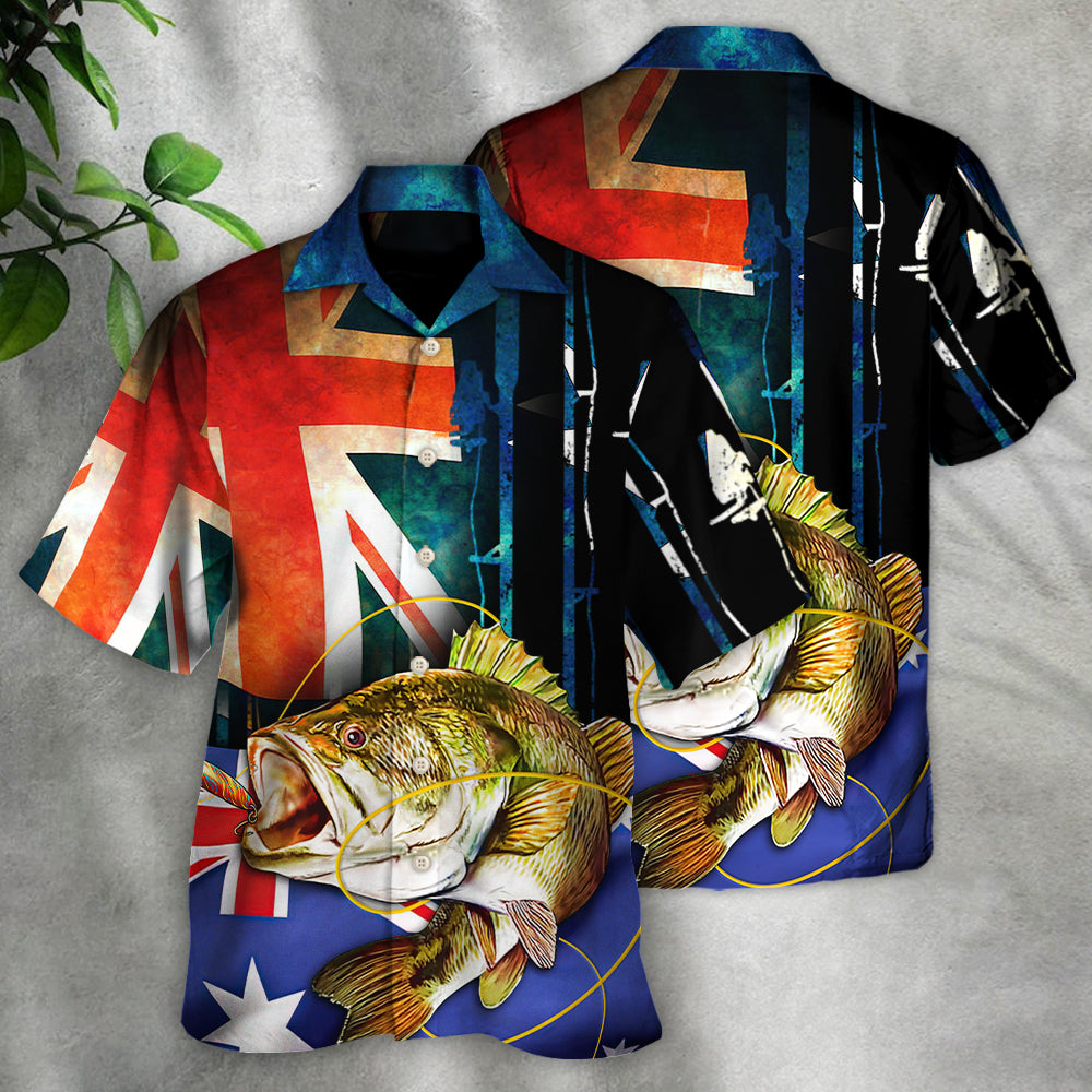 Fishing I Love Fishing Australia Flag Vintage - Hawaiian Shirt - Owls Matrix LTD