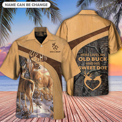 Deer Here Lives An Old Buck And His Sweet Doe Personalized - Hawaiian Shirt - Owls Matrix LTD