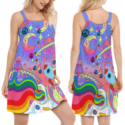 Hippie Planet Peace The Colorful Of Life - Women's Sleeveless Cami Dress - Owls Matrix LTD