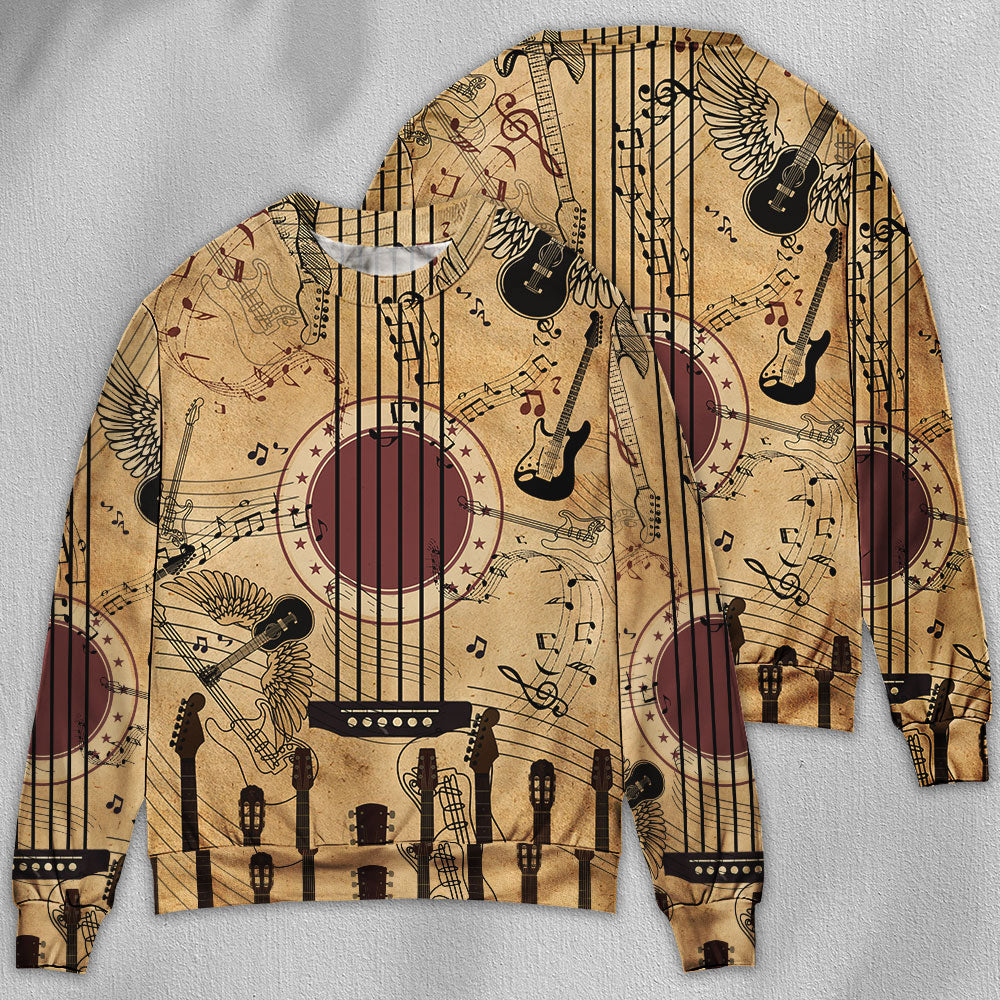 Guitar Music Amazing Guitar Vintage - Sweater - Ugly Christmas Sweaters - Owls Matrix LTD