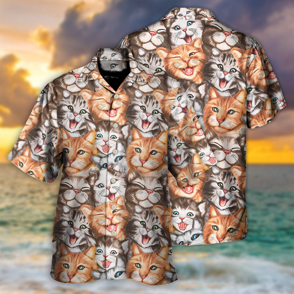 Cat Cute Happy Life With Funny Little Cat - Hawaiian Shirt - Owls Matrix LTD
