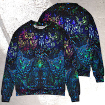Owl And Witch Darkness Colorful - Sweater - Ugly Christmas Sweaters - Owls Matrix LTD