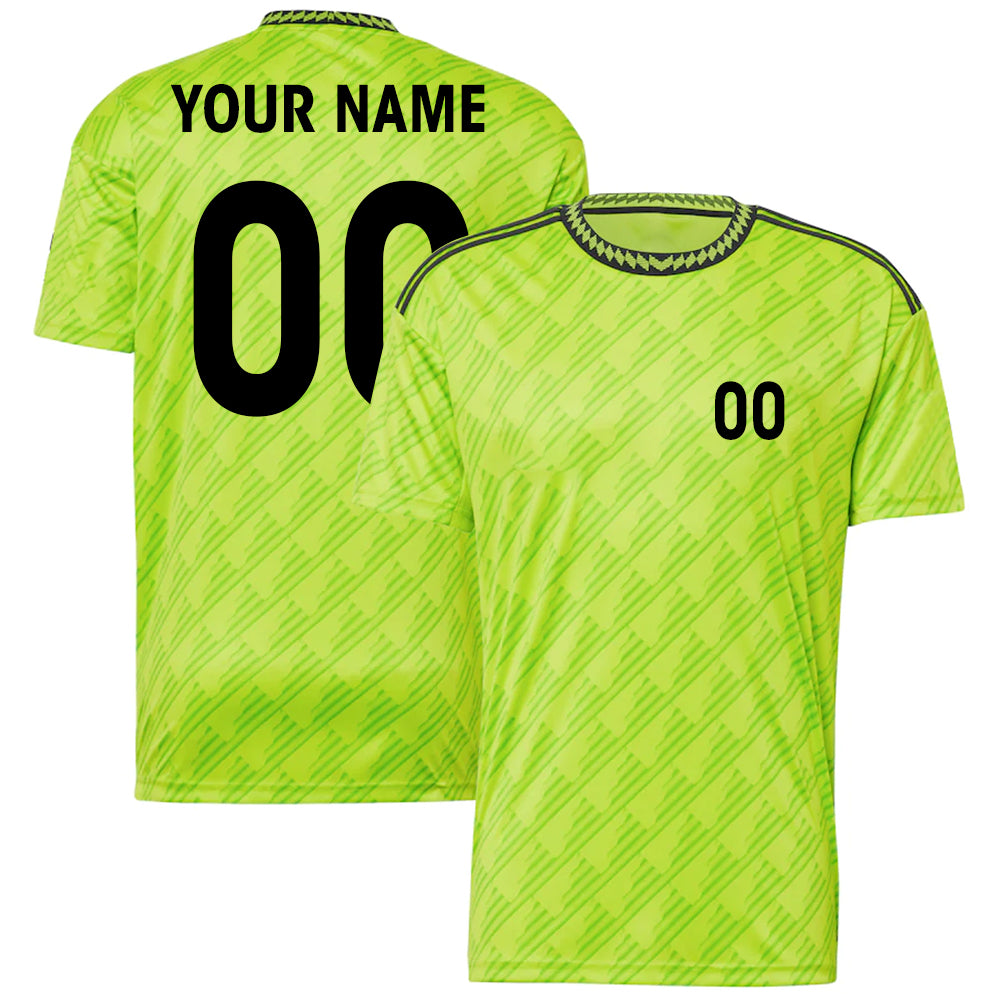 Custom Green Neon Sunk Texture And Black - Soccer Uniform Jersey