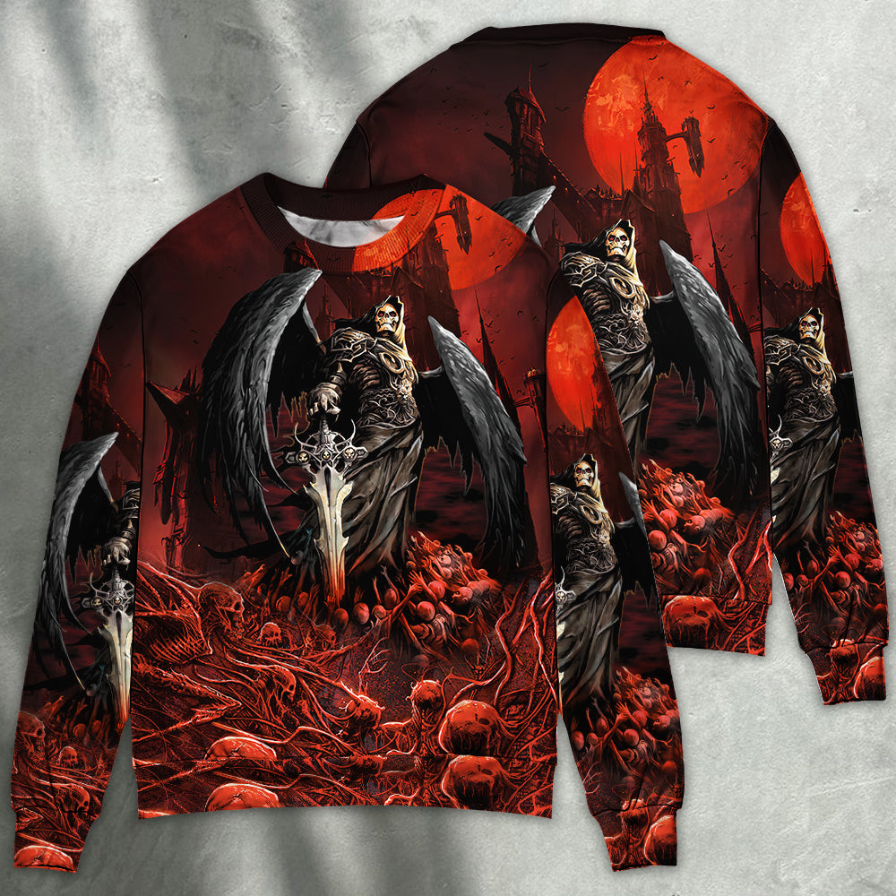 Halloween Skull Dark Blood Night Scary Style - Sweater - Ugly Christmas Sweaters - Owls Matrix LTD