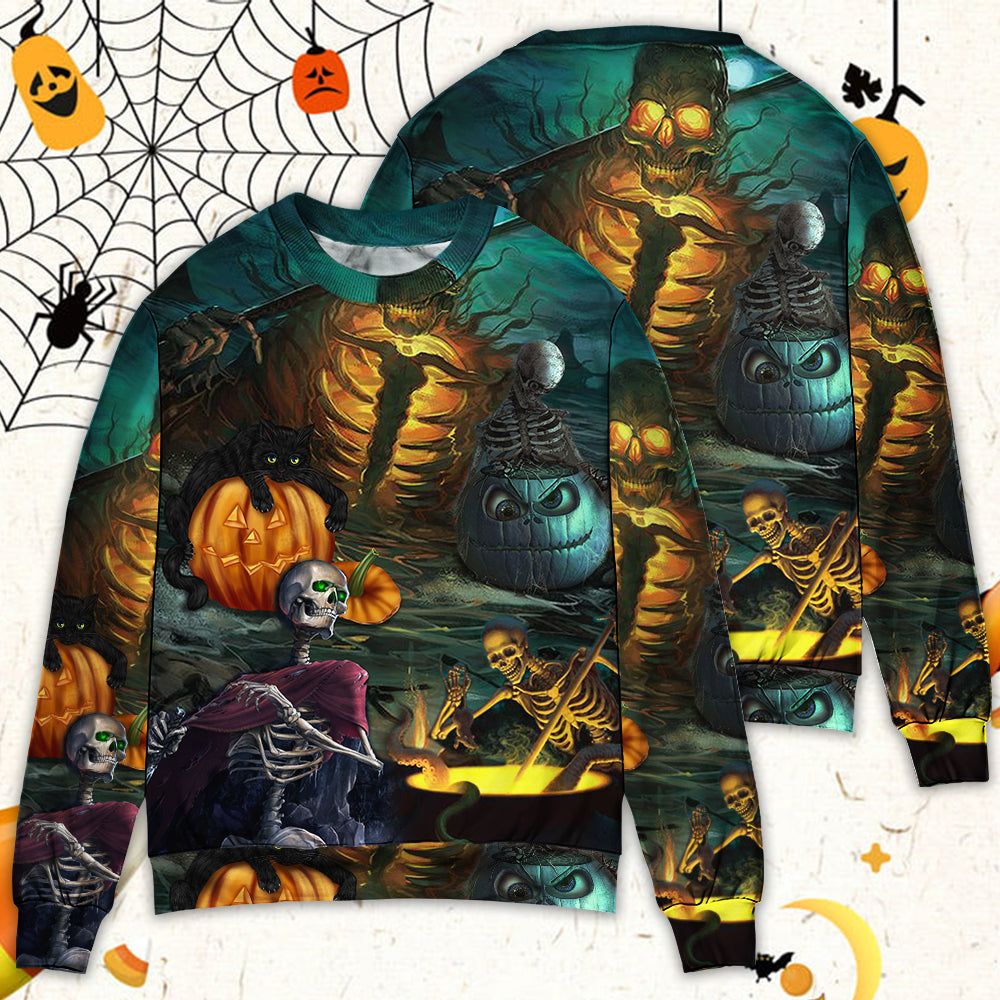 Halloween Skull Dark Scary - Sweater - Ugly Christmas Sweaters - Owls Matrix LTD