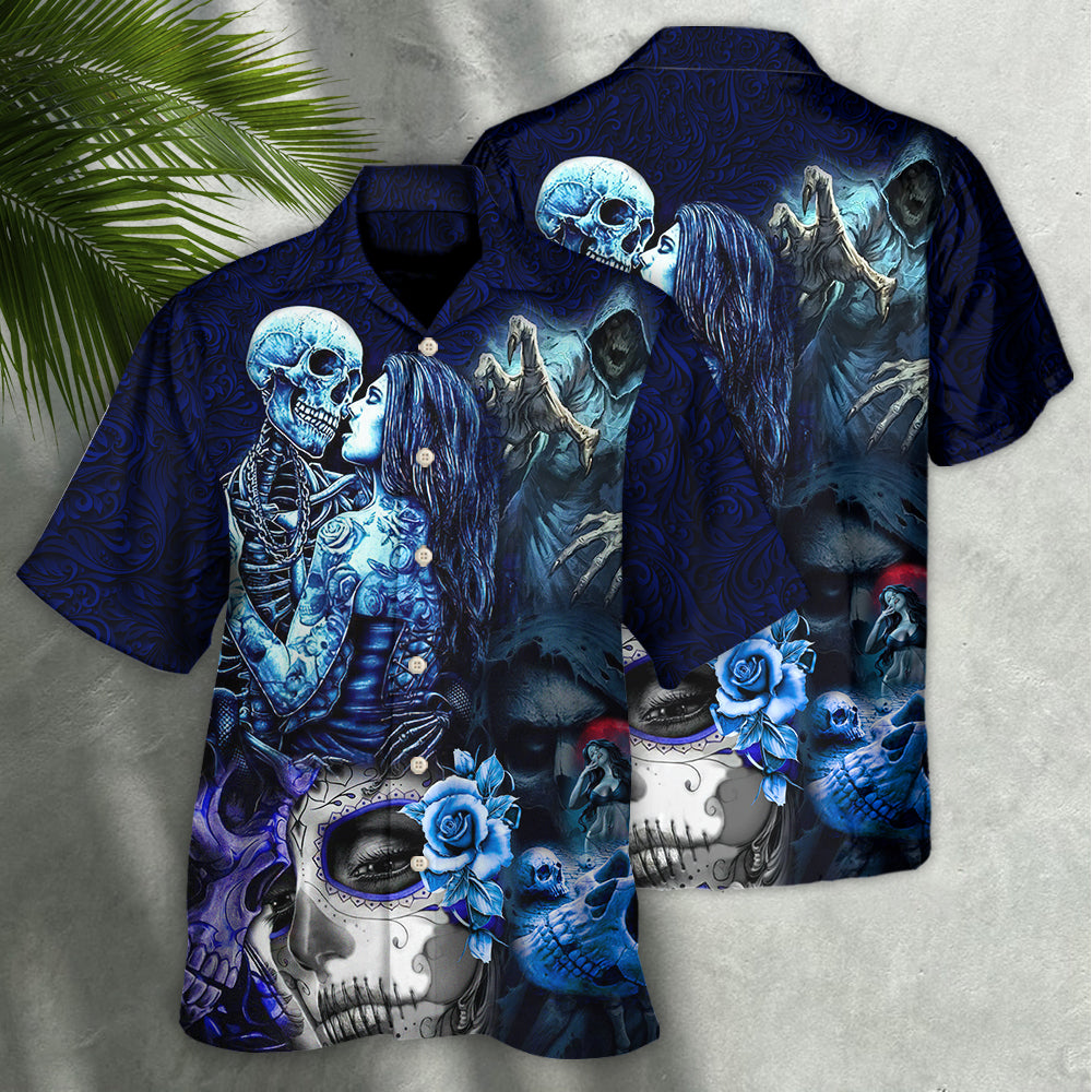 Skull Death Love In Heart - Hawaiian Shirt - Owls Matrix LTD