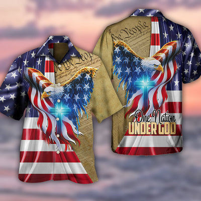 Eagle Cross One Nation Under God - Hawaiian Shirt - Owls Matrix LTD