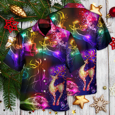 Christmas Reindeer Neon Light Bright - Hawaiian Shirt - Owls Matrix LTD