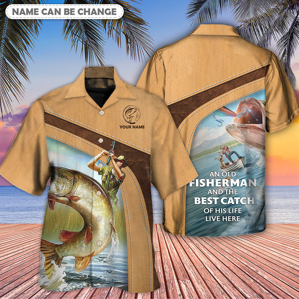 Fishing An Old Fisherman And The Best Catch Personalized - Hawaiian Shirt - Owls Matrix LTD