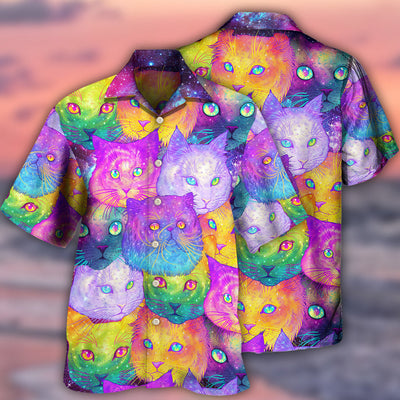 Cat Galaxy Colorful Cool Style - Hawaiian Shirt - Owls Matrix LTD