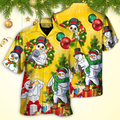 Christmas Frosty The Swoleman Snowman Workout Funny - Hawaiian Shirt - Owls Matrix LTD