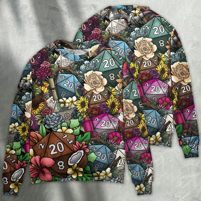 D20 Loves Flowers Hippie Beautiful - Sweater - Ugly Christmas Sweaters - Owls Matrix LTD
