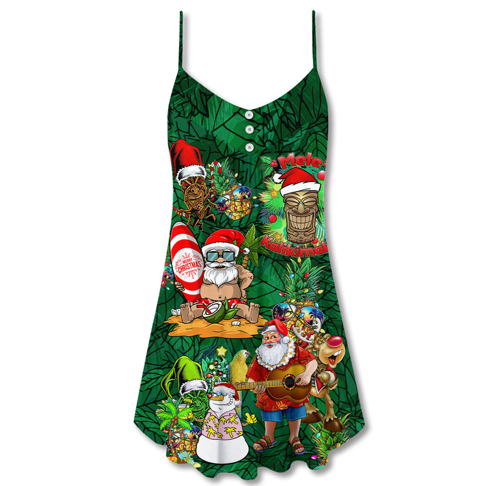 Christmas Love Tiki Funny Style - V-neck Sleeveless Cami Dress - Owls Matrix LTD
