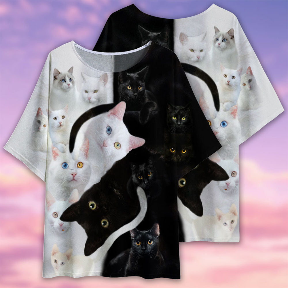 Cat Are Better Than One - Women's T-shirt With Bat Sleeve - Owls Matrix LTD