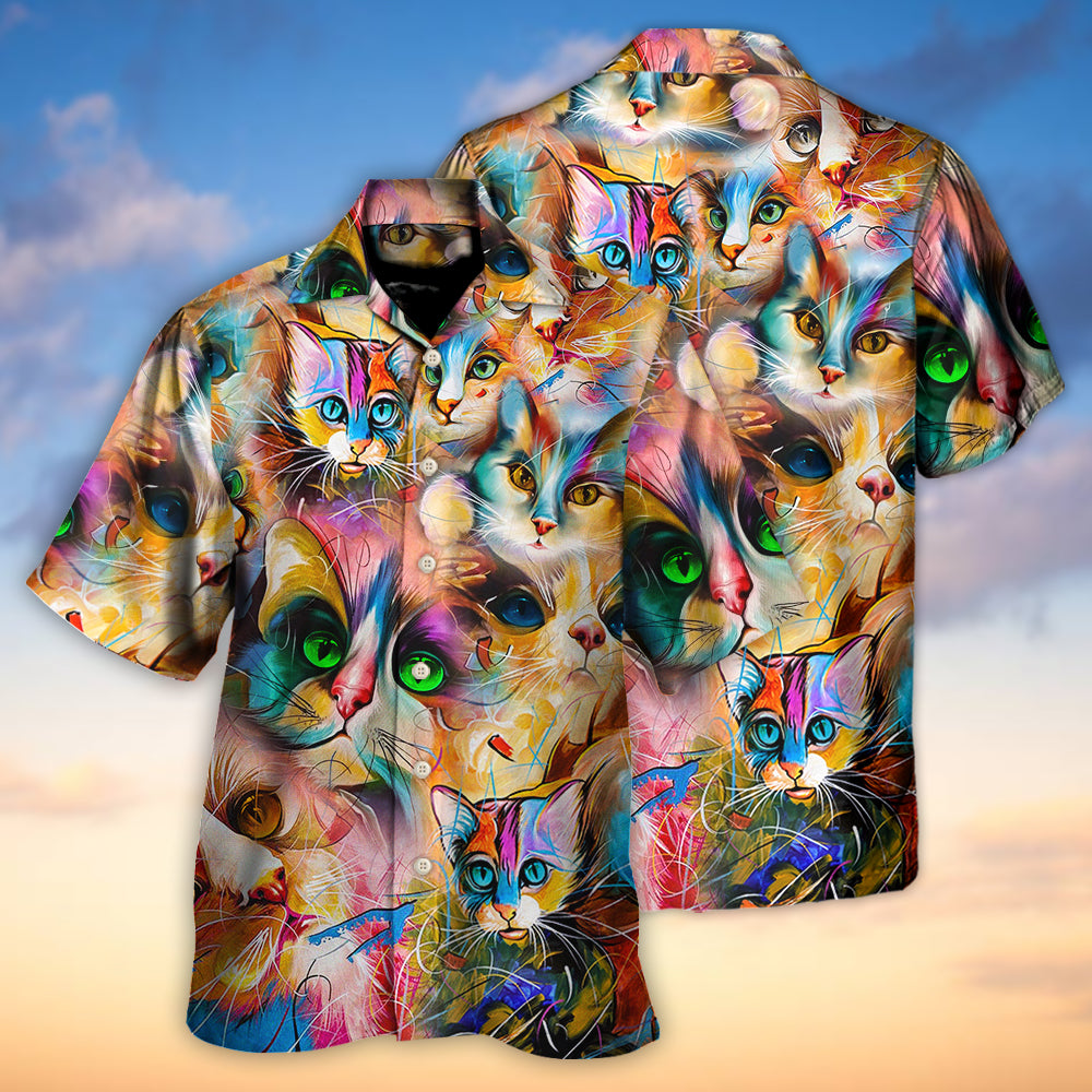 Cat Funny Art Lover Cat Colorful Mixer Style - Hawaiian Shirt - Owls Matrix LTD