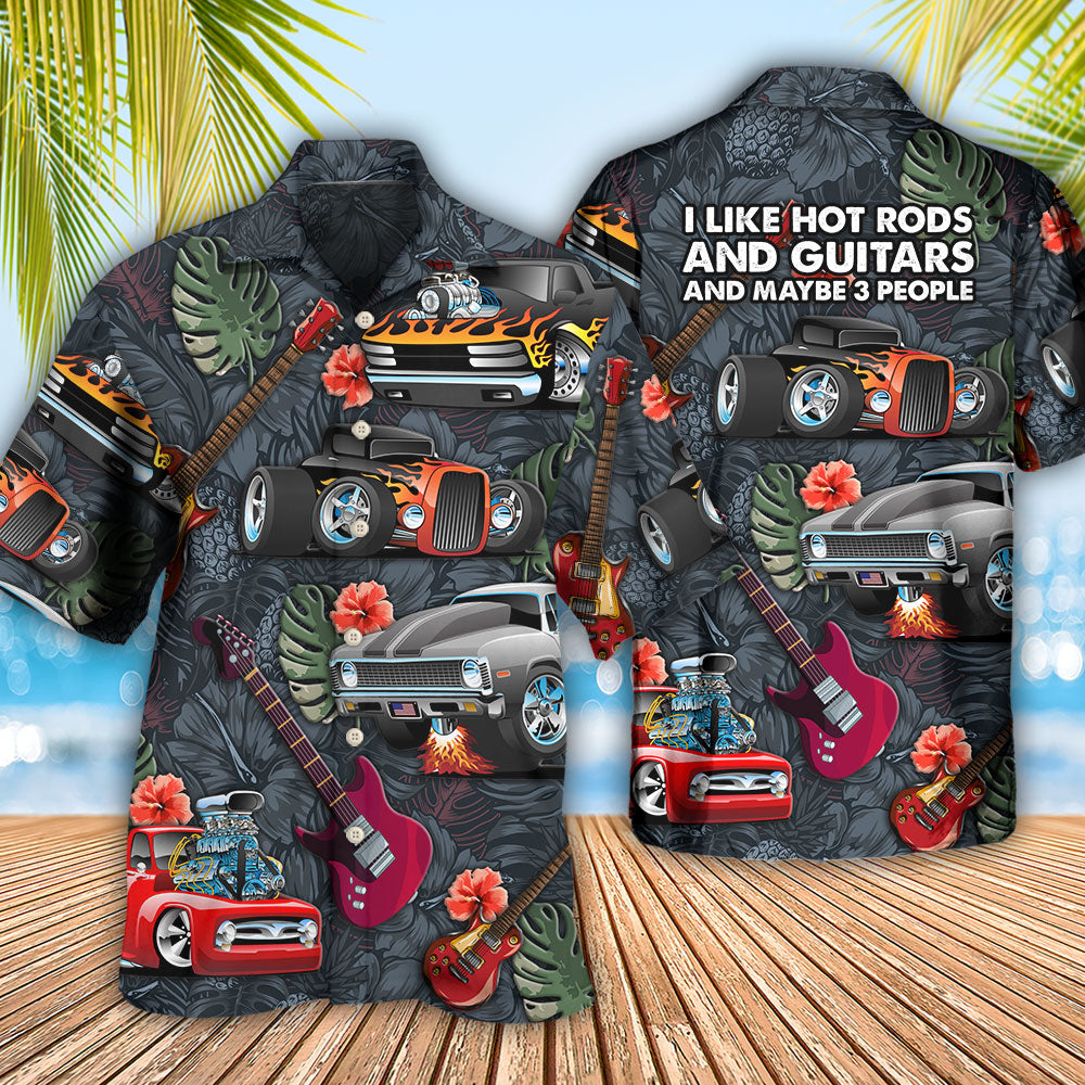Hot Rod Guitar I Like Hot Rods And Guitars - Hawaiian Shirt - Owls Matrix LTD