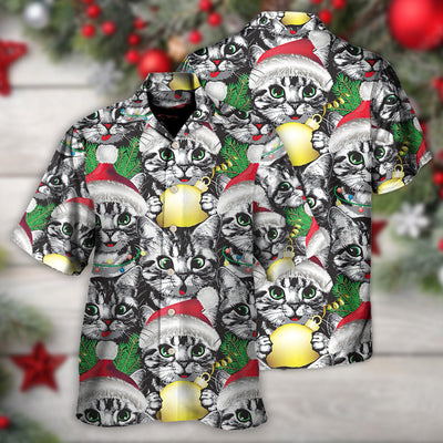 Meowy Christmas Xmas Cat Lover - Hawaiian Shirt - Owls Matrix LTD