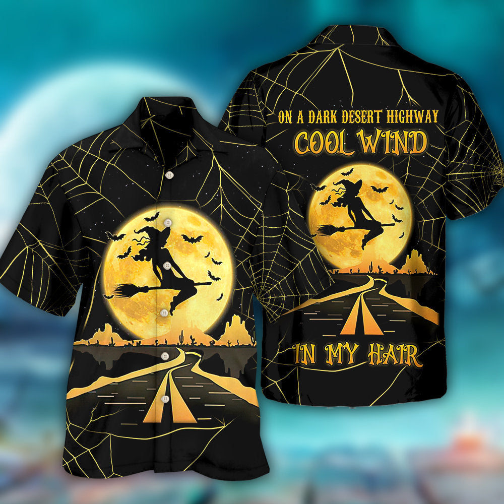 Halloween Witch On A Dark Desert Highway - Hawaiian Shirt - Owls Matrix LTD