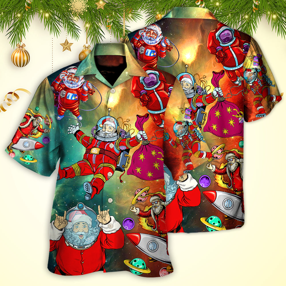 Christmas Santa Claus Astronaut Story In The Galaxy - Hawaiian Shirt - Owls Matrix LTD