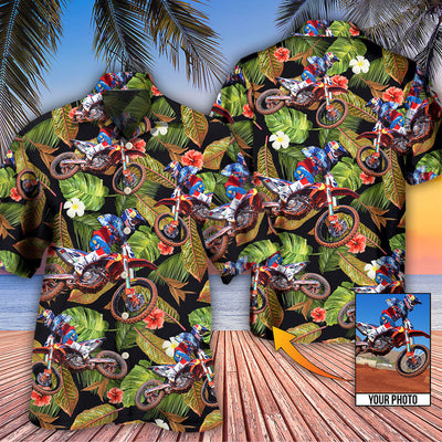 Motocross Tropical Flower Custom Photo - Hawaiian Shirt - Owls Matrix LTD