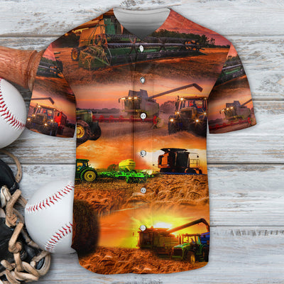 Tractor Farm The Harvest Is Great And Plentiful - Baseball Jersey - Owls Matrix LTD