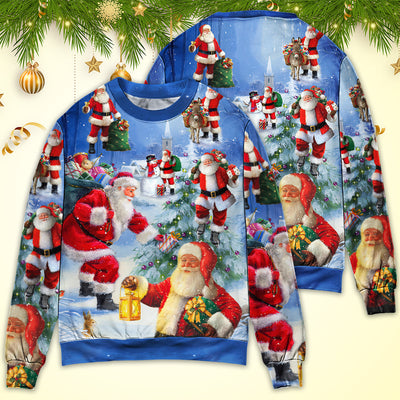 Christmas Santa Claus Is Coming Story Night Art Style - Sweater - Ugly Christmas Sweaters - Owls Matrix LTD