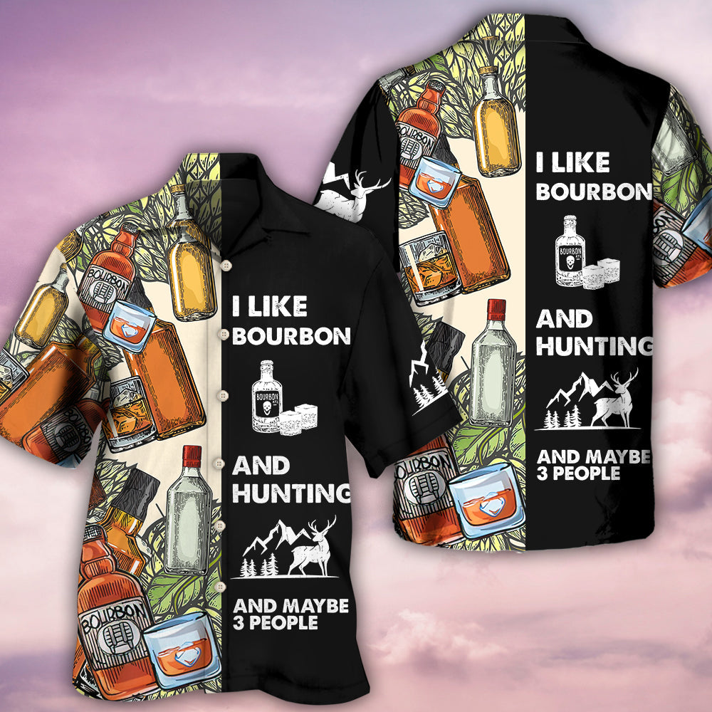 Wine Hunting I Like Bourbon - Hawaiian Shirt - Owls Matrix LTD