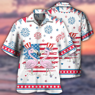 Flamingo Independence Day Star America - Hawaiian Shirt - Owls Matrix LTD