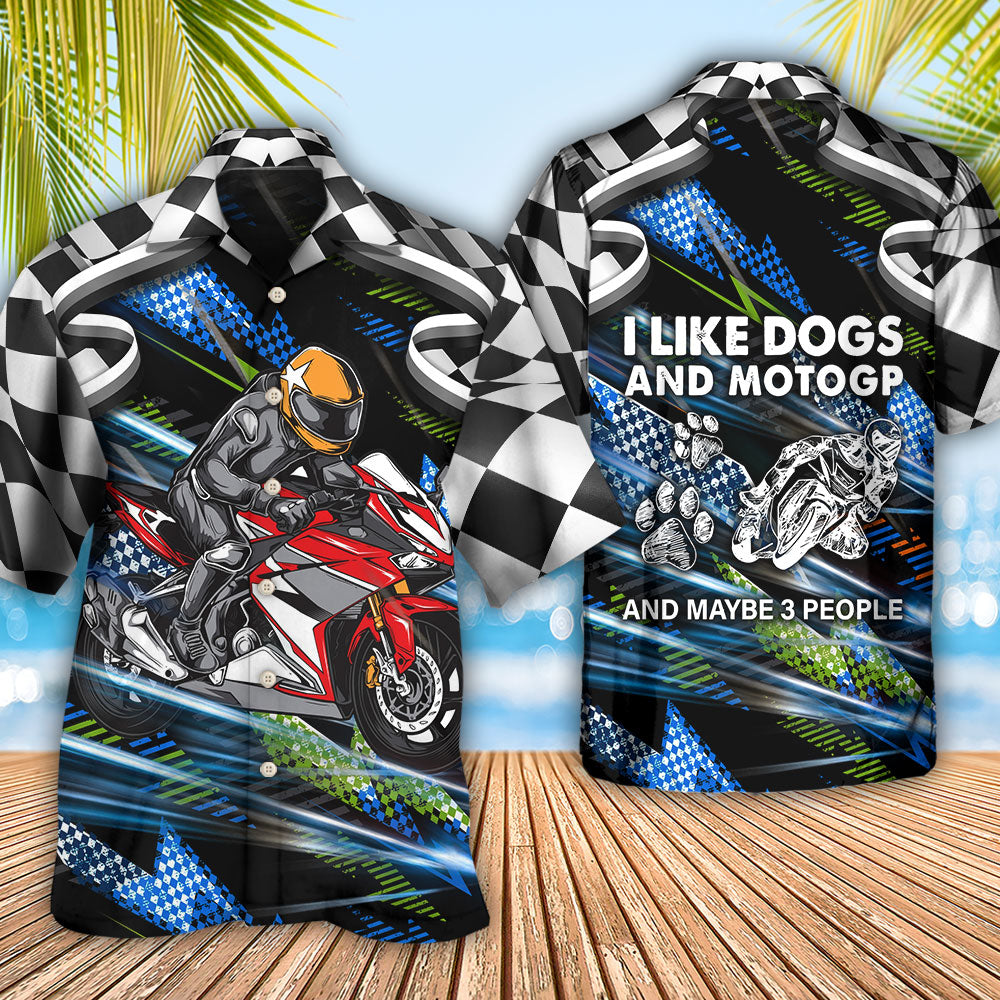 Motorbike Dog I Like Dogs And Motogp - Hawaiian Shirt - Owls Matrix LTD