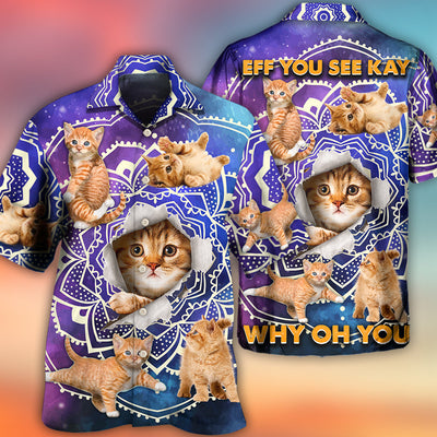 Cat Tabby Cat Yoga Galaxy Yoga Pose Funny - Hawaiian Shirt - Owls Matrix LTD