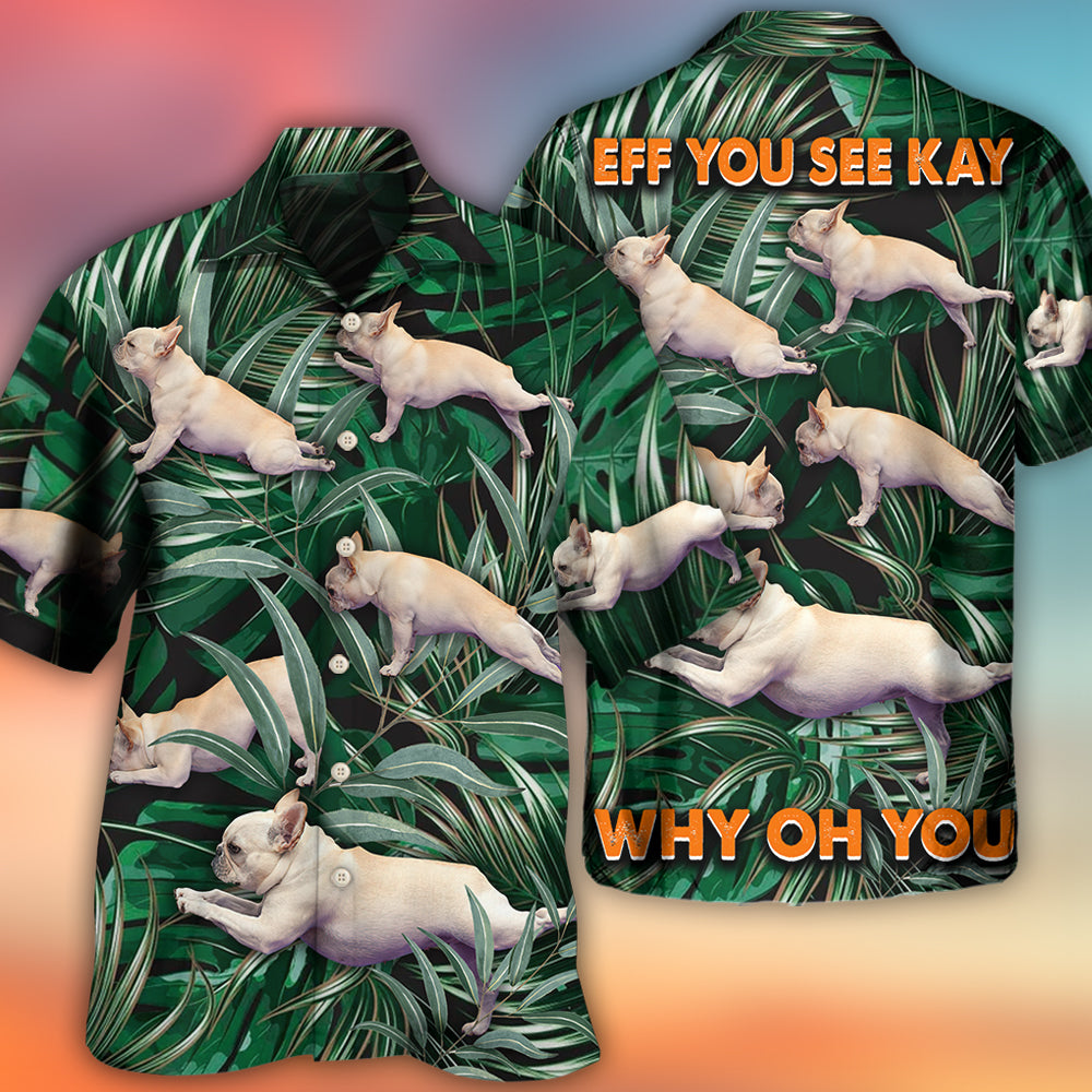 Bulldog Yoga Pose Tropical - Hawaiian Shirt - Owls Matrix LTD