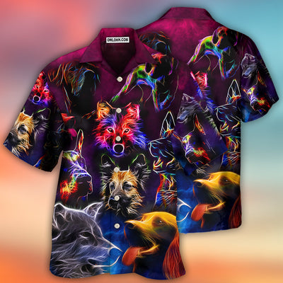Dog Neon Lightning Style - Hawaiian Shirt - Owls Matrix LTD